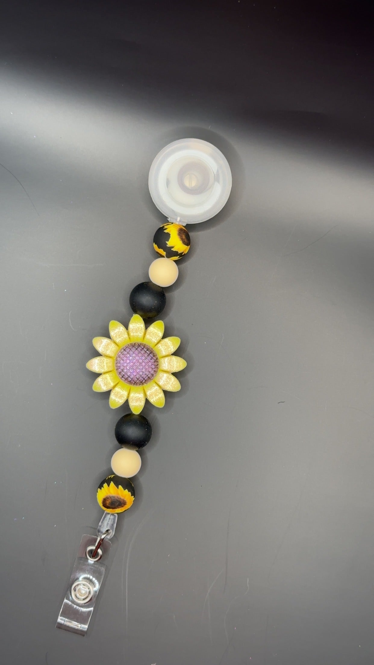 Badge Reel--Yellow Sunflower