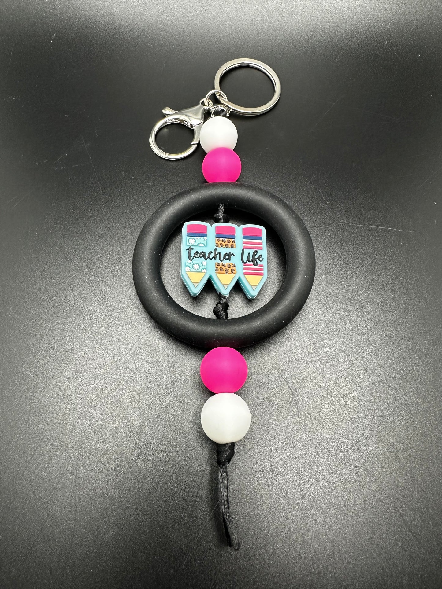 Silicone Keychain: Teacher Life Pencils