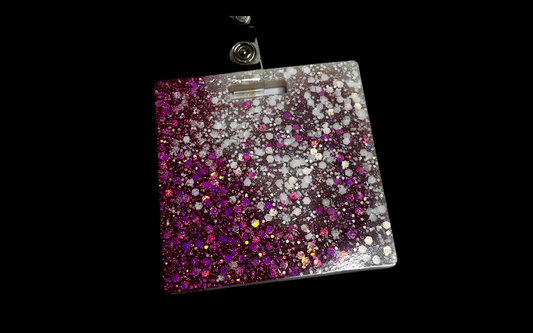 Badge Reel Holder: Pink/Silver (Square)