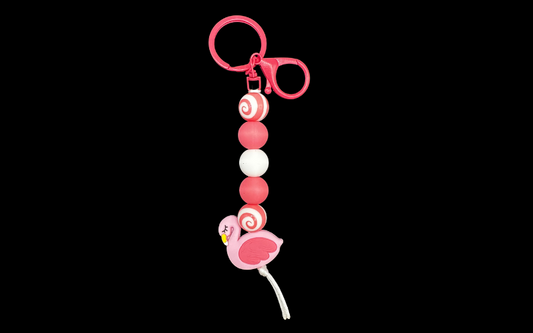 Silicone Keychain--Pink Flamingo Swirl