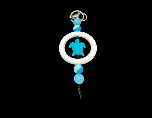 Silicone Keychain: Teal Turtle