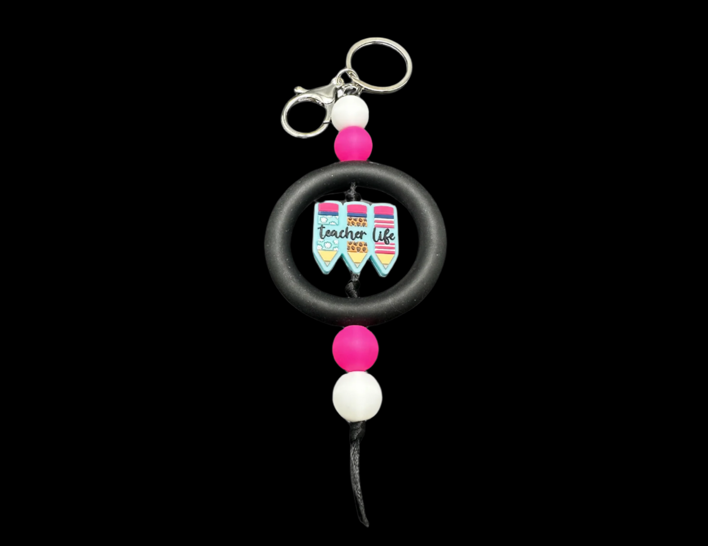 Silicone Keychain: Teacher Life Pencils
