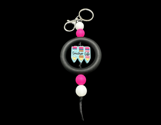 Silicone Keychain: Teacher Life Pencils