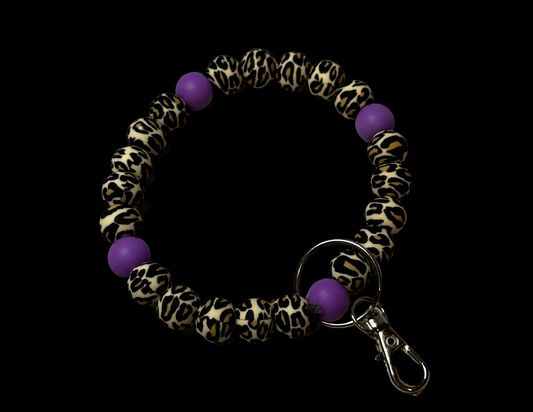 Bubble Keychain: Purple Leopard