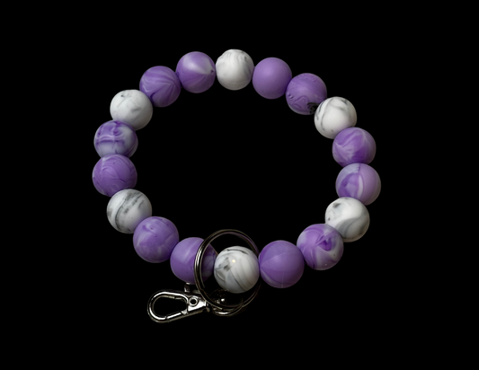 Bubble Keychain: Purple/White Marble