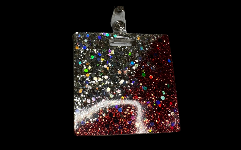 Badge Reel Holder: Red/Silver (Square)
