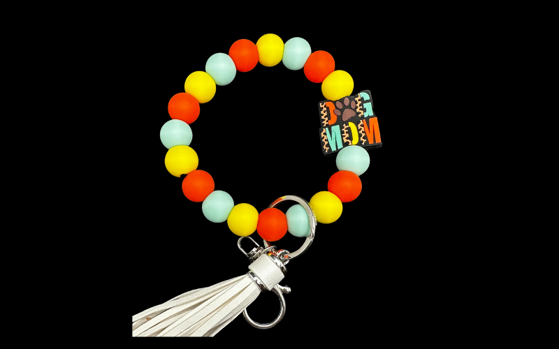 Bubble Keychain: Dog Mom Orange Blue Yellow