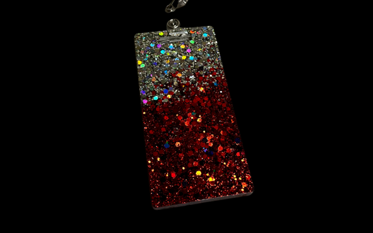 Badge Reel Holder: Red/Silver (Rectangle)