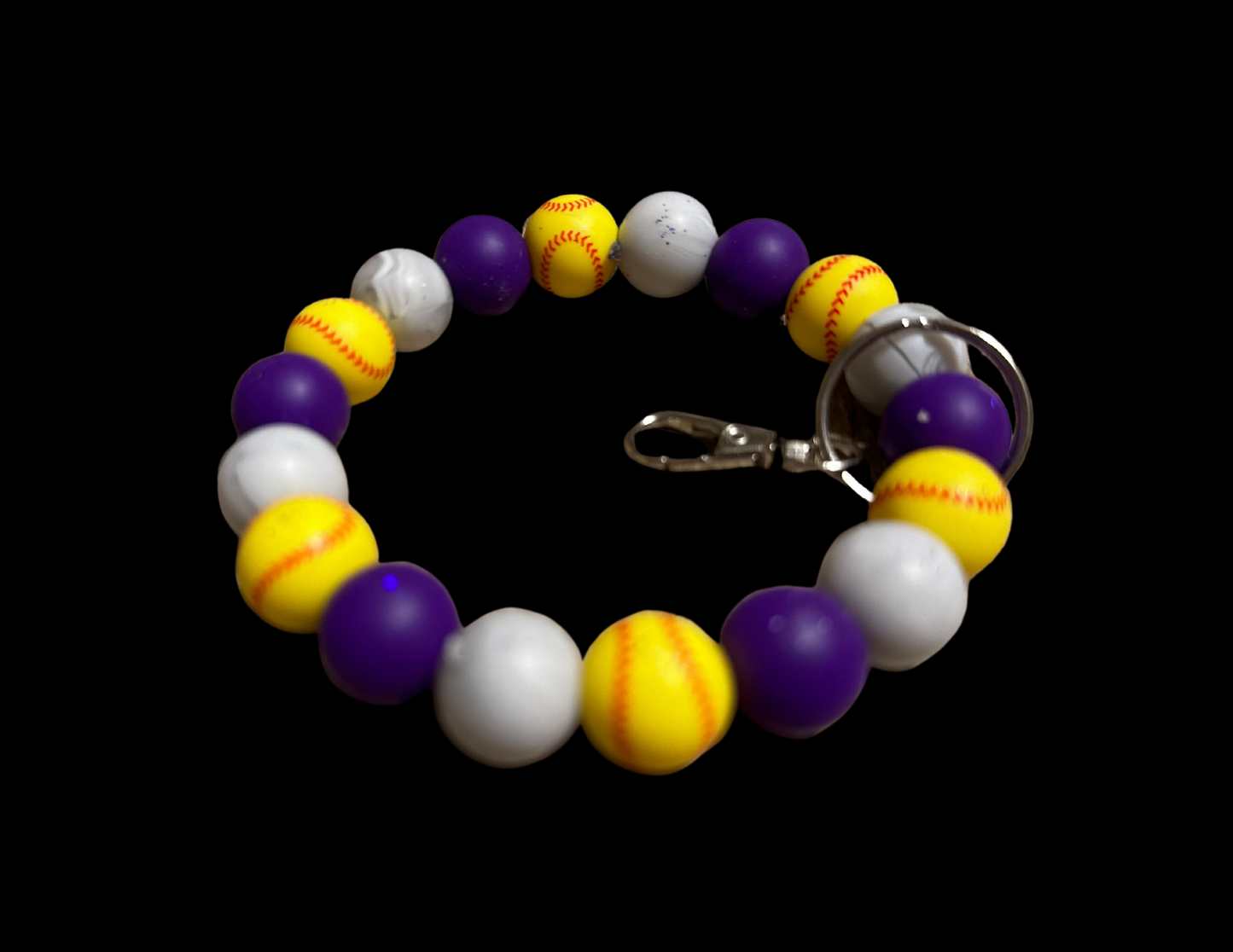 Bubble Keychain--Purple/Gray Softball
