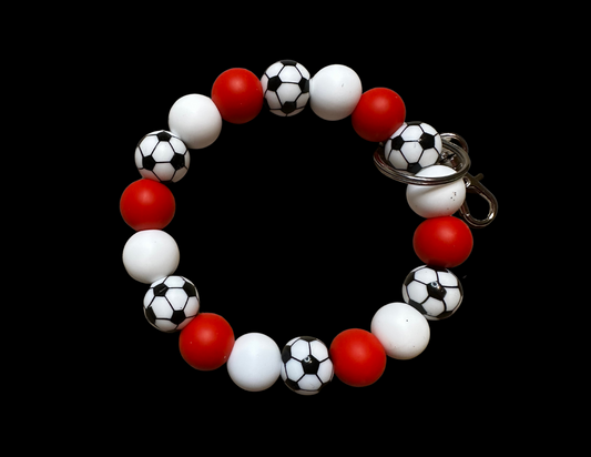 Bubble Keychain--Soccer (Red)